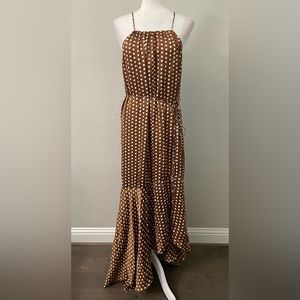 Elliatt Brown Polka Dot Spaghetti-Strap Maxi Dress